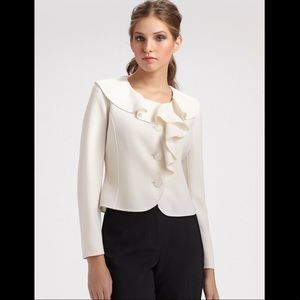 St. John Wool Crepe Ruffle Trim Jacket